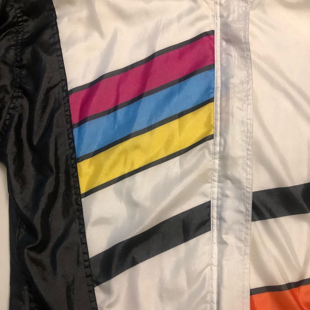 80’s Colorblock Tennis Windbreaker Zip Bomber Athletic Jacket Medium by Tail - Picture 3 of 7